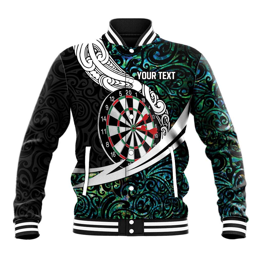 Personalized NZ Darts Baseball Jacket Paua Shell Maori Koru Whakairo LT7 Unisex Colorful - Polynesian Pride