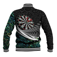 Personalized NZ Darts Baseball Jacket Paua Shell Maori Koru Whakairo LT7 - Polynesian Pride