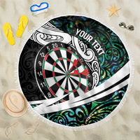 Personalized NZ Darts Beach Blanket Paua Shell Maori Koru Whakairo - Polynesian Pride