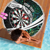 Personalized NZ Darts Beach Blanket Paua Shell Maori Koru Whakairo - Polynesian Pride