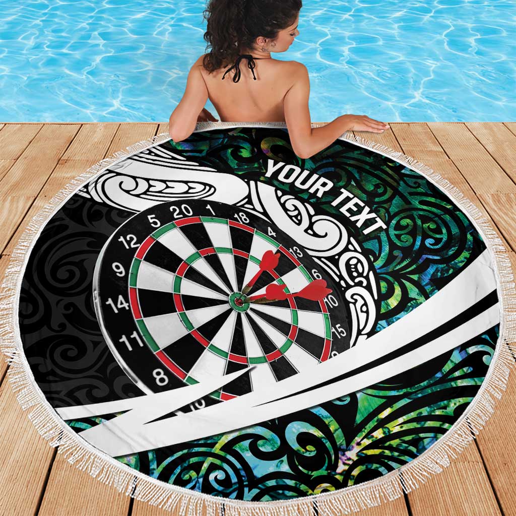 Personalized NZ Darts Beach Blanket Paua Shell Maori Koru Whakairo - Polynesian Pride