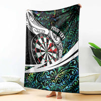 Personalized NZ Darts Blanket Paua Shell Maori Koru Whakairo - Polynesian Pride