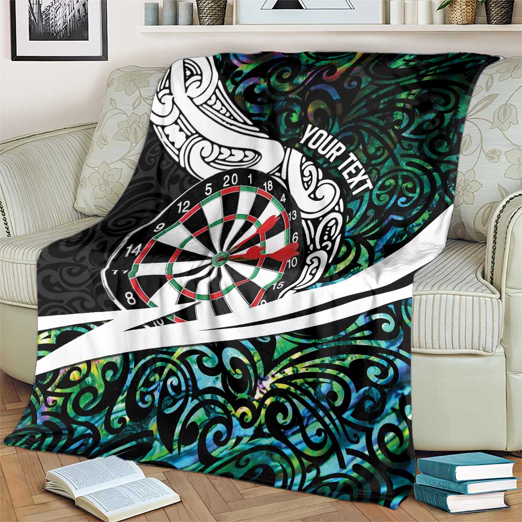 Personalized NZ Darts Blanket Paua Shell Maori Koru Whakairo - Polynesian Pride