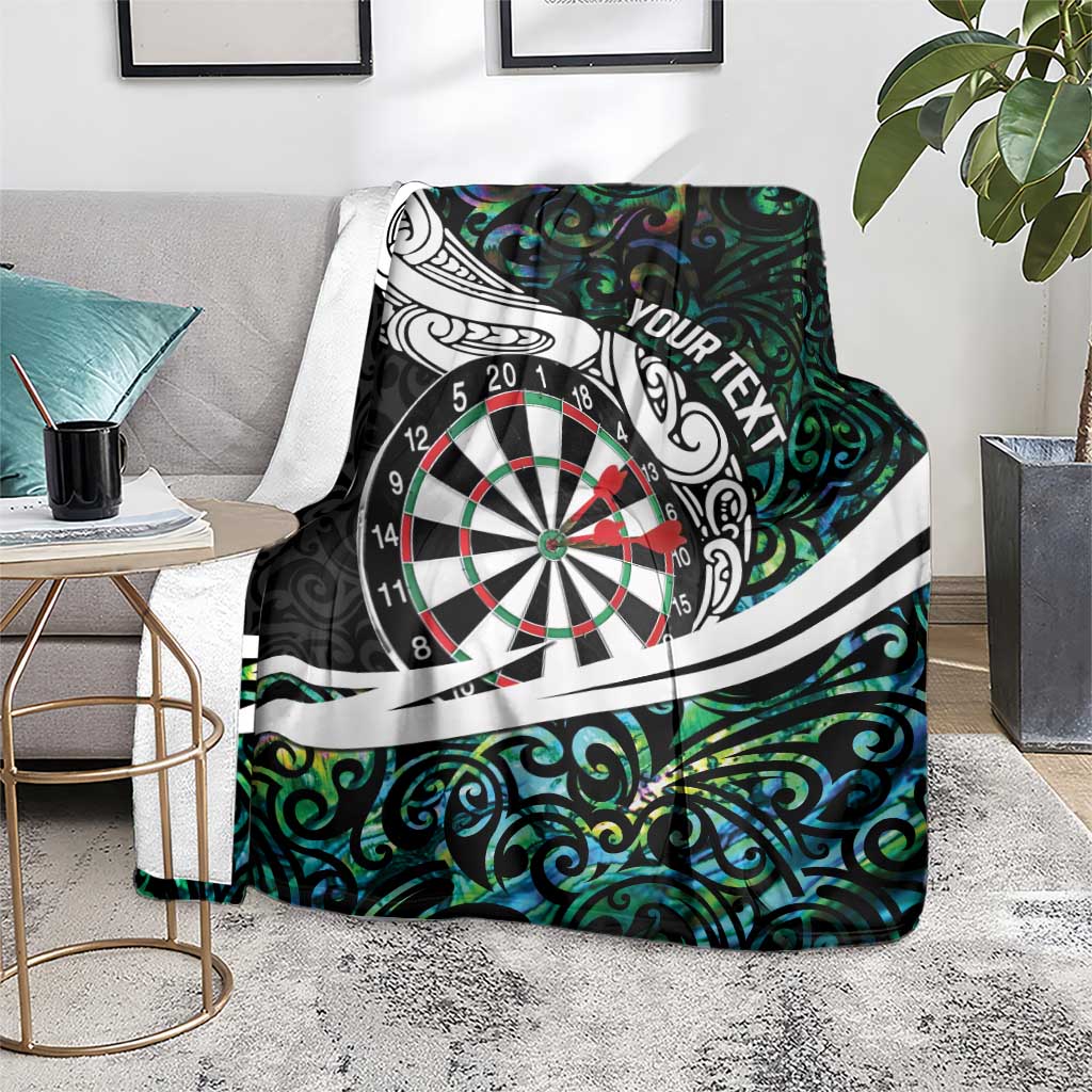 Personalized NZ Darts Blanket Paua Shell Maori Koru Whakairo - Polynesian Pride