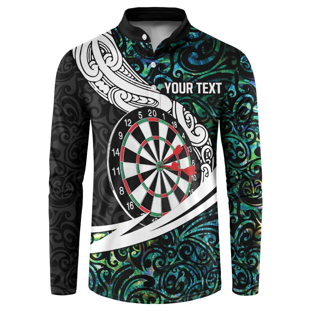 Personalized NZ Darts Button Sweatshirt Paua Shell Maori Koru Whakairo LT7 Colorful - Polynesian Pride