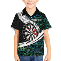 Personalized NZ Darts Family Matching Long Sleeve Bodycon Dress and Hawaiian Shirt Paua Shell Maori Koru Whakairo LT7 Son's Shirt Colorful - Polynesian Pride