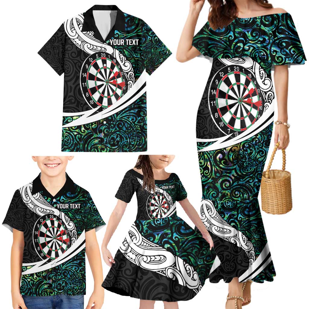 Personalized NZ Darts Family Matching Mermaid Dress and Hawaiian Shirt Paua Shell Maori Koru Whakairo LT7 - Polynesian Pride