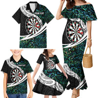 Personalized NZ Darts Family Matching Mermaid Dress and Hawaiian Shirt Paua Shell Maori Koru Whakairo LT7 - Polynesian Pride
