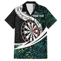 Personalized NZ Darts Family Matching Off Shoulder Short Dress and Hawaiian Shirt Paua Shell Maori Koru Whakairo LT7 Dad's Shirt - Short Sleeve Colorful - Polynesian Pride