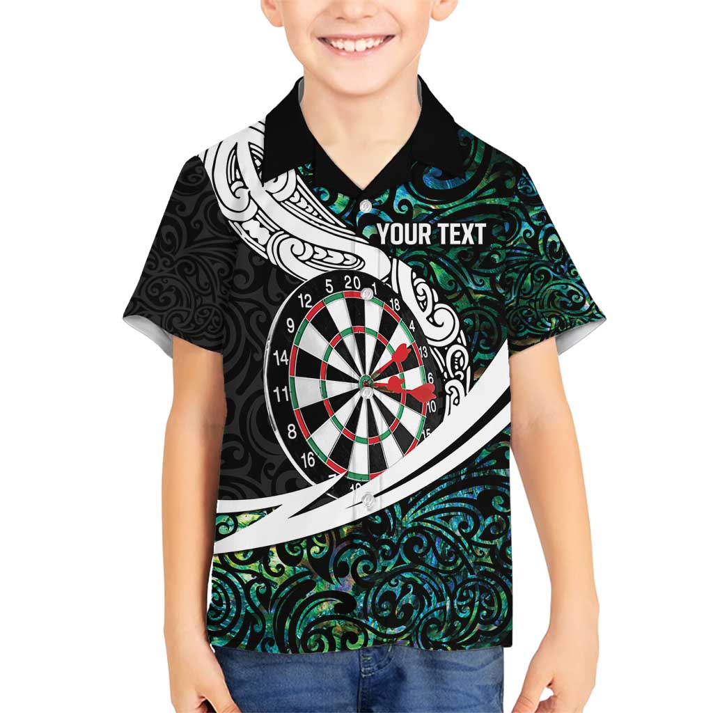 Personalized NZ Darts Family Matching Off Shoulder Short Dress and Hawaiian Shirt Paua Shell Maori Koru Whakairo LT7 Son's Shirt Colorful - Polynesian Pride