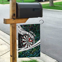 Personalized NZ Darts Garden Flag Paua Shell Maori Koru Whakairo - Polynesian Pride