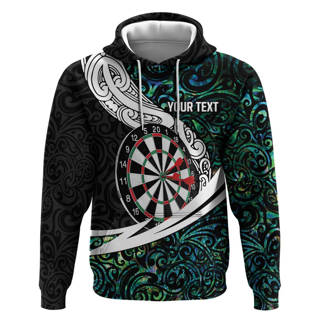 Personalized NZ Darts Hoodie Paua Shell Maori Koru Whakairo - Polynesian Pride