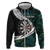 Personalized NZ Darts Hoodie Paua Shell Maori Koru Whakairo - Polynesian Pride