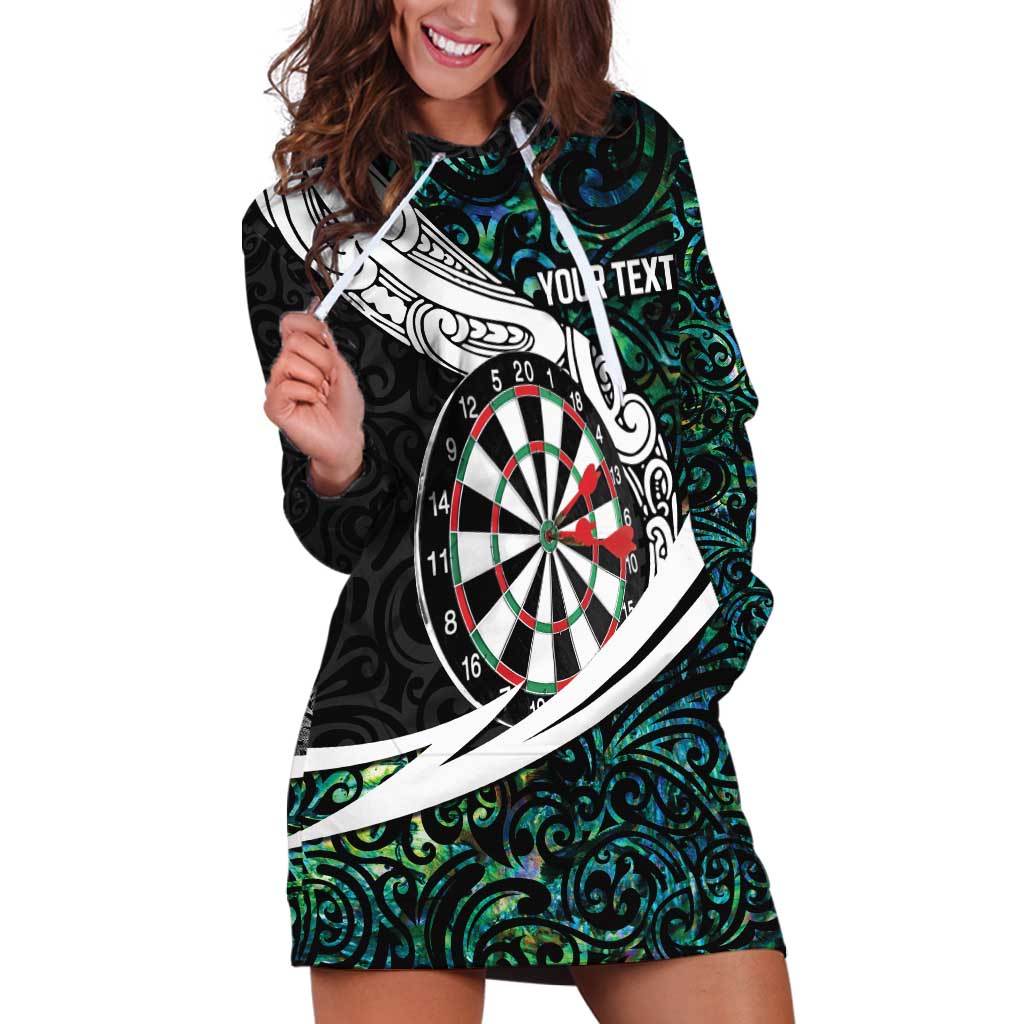 Personalized NZ Darts Hoodie Dress Paua Shell Maori Koru Whakairo - Polynesian Pride