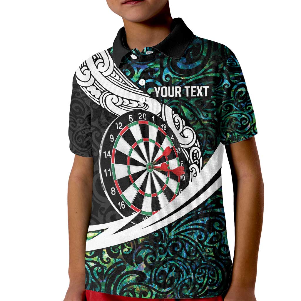 Personalized NZ Darts Kid Polo Shirt Paua Shell Maori Koru Whakairo LT7 Kid Colorful - Polynesian Pride