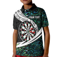 Personalized NZ Darts Kid Polo Shirt Paua Shell Maori Koru Whakairo LT7 Kid Colorful - Polynesian Pride