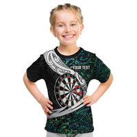 Personalized NZ Darts Kid T Shirt Paua Shell Maori Koru Whakairo LT7 Colorful - Polynesian Pride