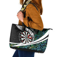 Personalized NZ Darts Leather Tote Bag Paua Shell Maori Koru Whakairo LT7 Colorful - Polynesian Pride
