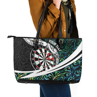Personalized NZ Darts Leather Tote Bag Paua Shell Maori Koru Whakairo LT7 - Polynesian Pride