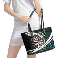 Personalized NZ Darts Leather Tote Bag Paua Shell Maori Koru Whakairo LT7 - Polynesian Pride