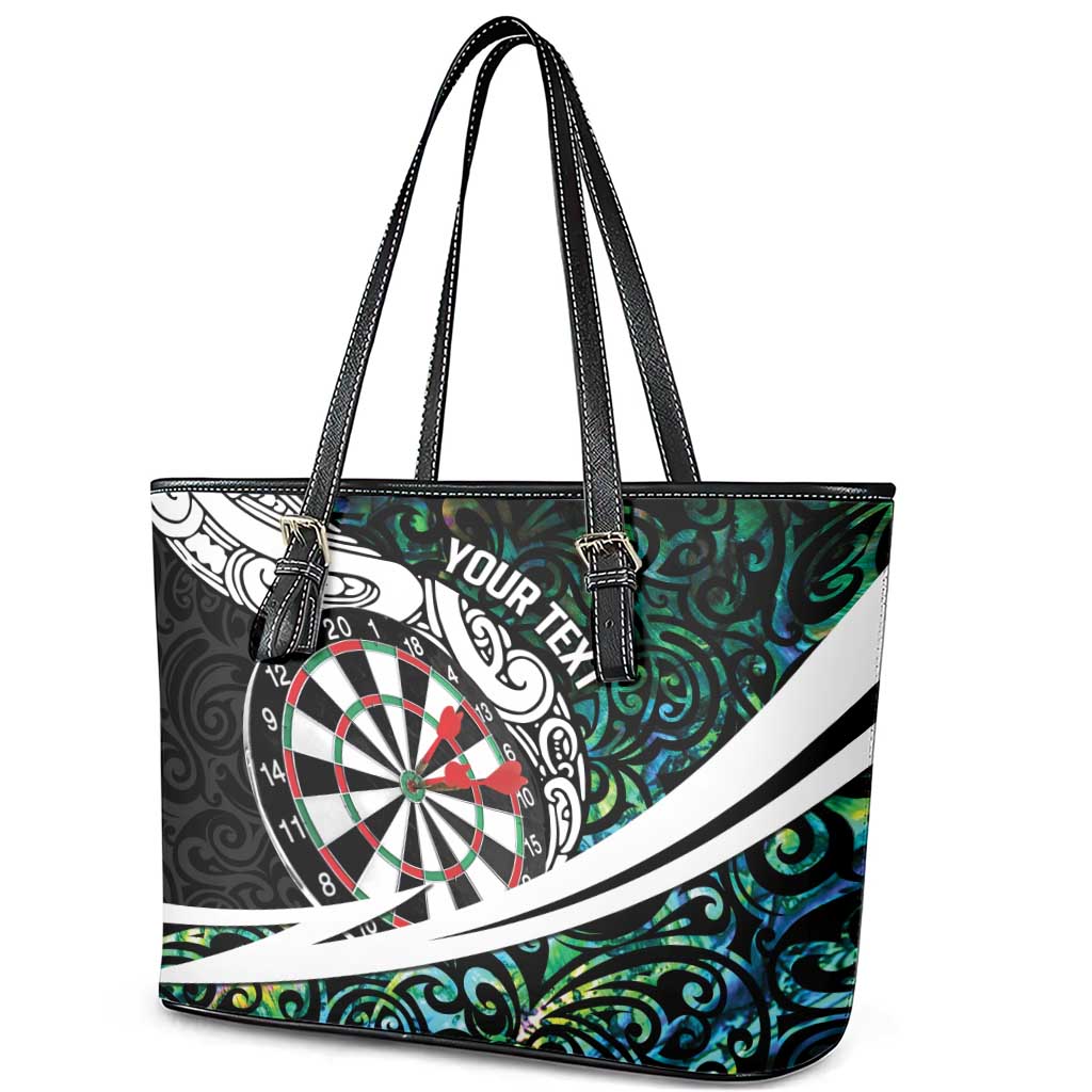 Personalized NZ Darts Leather Tote Bag Paua Shell Maori Koru Whakairo LT7 - Polynesian Pride