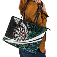 Personalized NZ Darts Leather Tote Bag Paua Shell Maori Koru Whakairo LT7 - Polynesian Pride