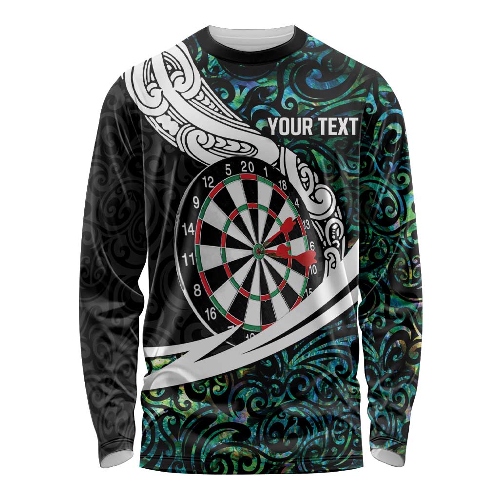 Personalized NZ Darts Long Sleeve Shirt Paua Shell Maori Koru Whakairo LT7 Unisex Colorful - Polynesian Pride