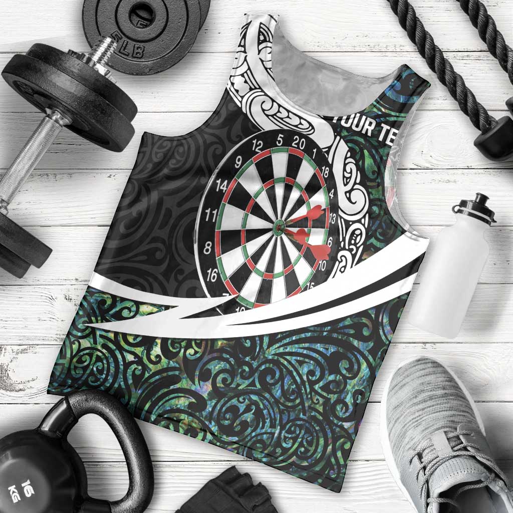 Personalized NZ Darts Men Tank Top Paua Shell Maori Koru Whakairo - Polynesian Pride