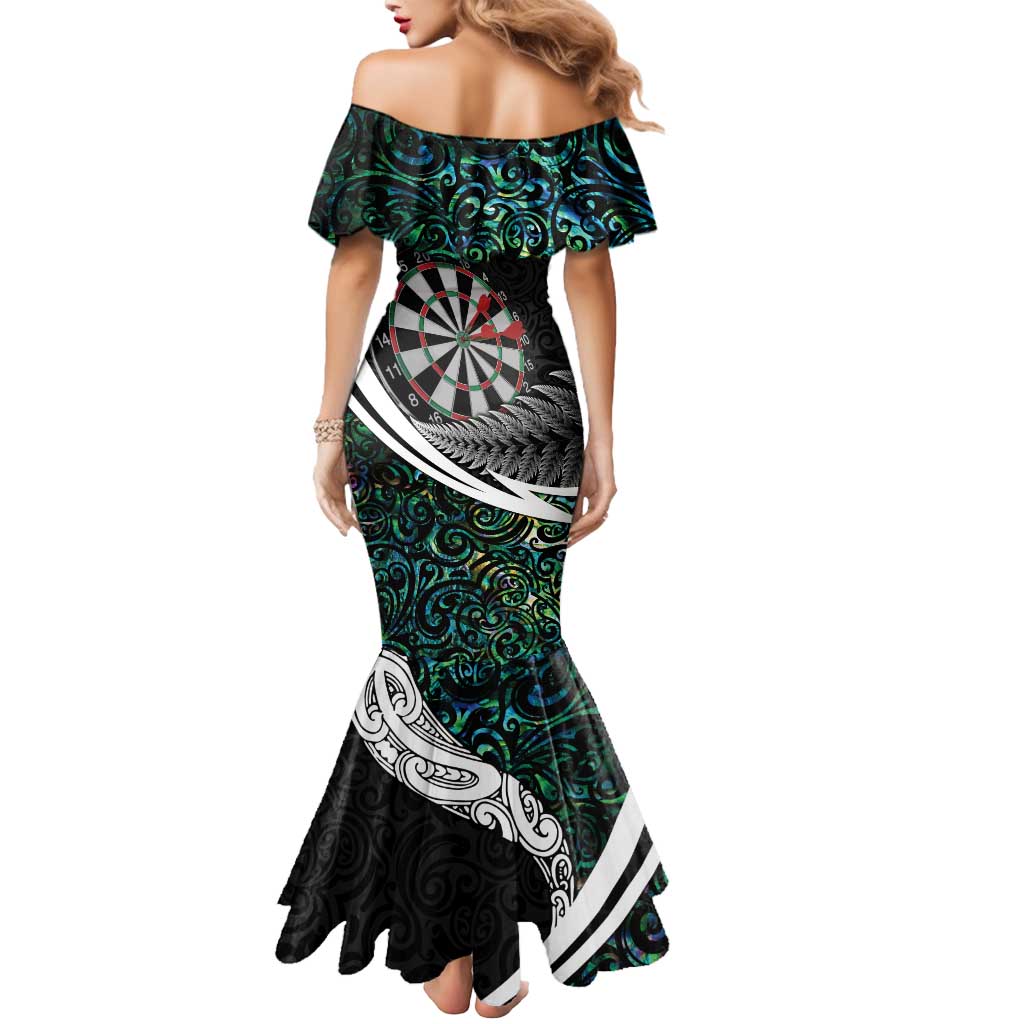 Personalized NZ Darts Mermaid Dress Paua Shell Maori Koru Whakairo - Polynesian Pride