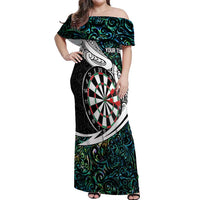 Personalized NZ Darts Off Shoulder Maxi Dress Paua Shell Maori Koru Whakairo LT7 Women Colorful - Polynesian Pride