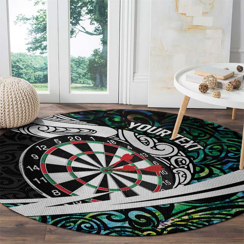 Personalized NZ Darts Round Carpet Paua Shell Maori Koru Whakairo - Polynesian Pride