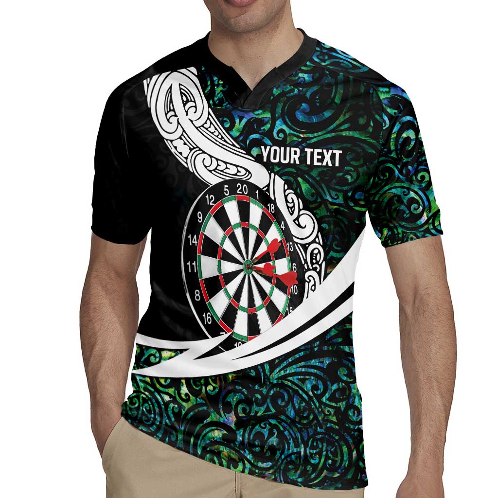 Personalized NZ Darts Rugby Jersey Paua Shell Maori Koru Whakairo - Polynesian Pride