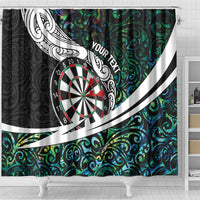 Personalized NZ Darts Shower Curtain Paua Shell Maori Koru Whakairo - Polynesian Pride
