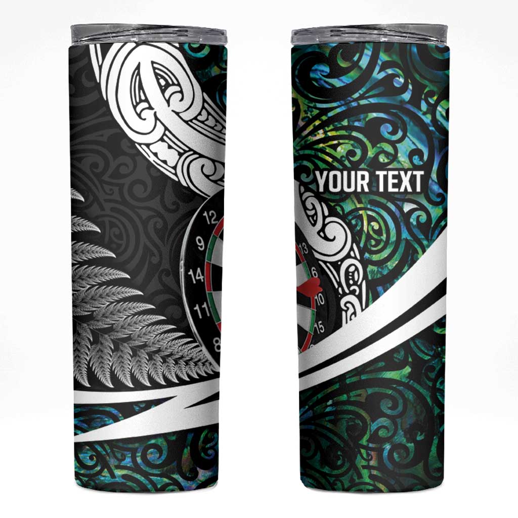 Personalized NZ Darts Skinny Tumbler Paua Shell Maori Koru Whakairo LT7 Colorful - Polynesian Pride
