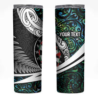 Personalized NZ Darts Skinny Tumbler Paua Shell Maori Koru Whakairo LT7 Colorful - Polynesian Pride