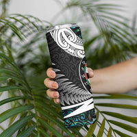Personalized NZ Darts Skinny Tumbler Paua Shell Maori Koru Whakairo LT7 - Polynesian Pride