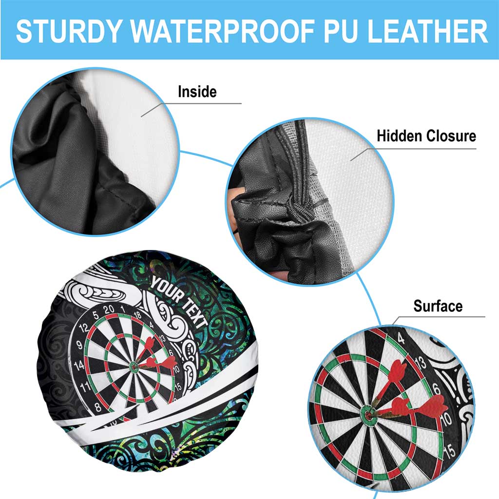 Personalized NZ Darts Spare Tire Cover Paua Shell Maori Koru Whakairo - Polynesian Pride