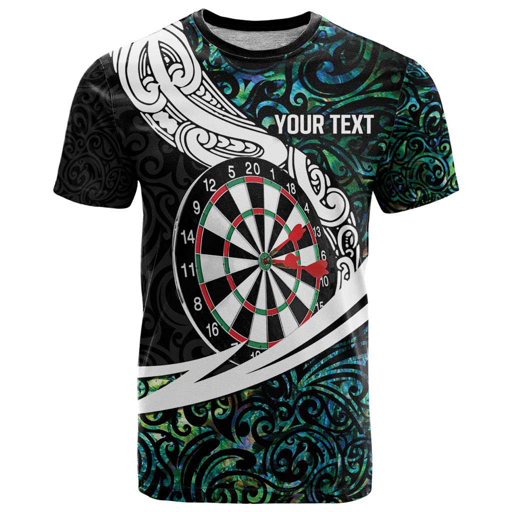 Personalized NZ Darts T Shirt Paua Shell Maori Koru Whakairo LT7 Colorful - Polynesian Pride