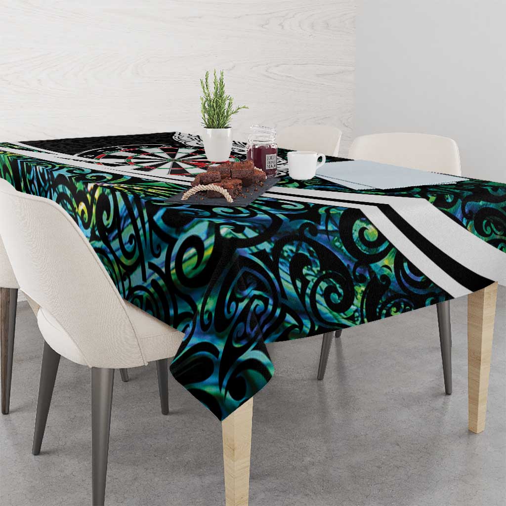 Personalized NZ Darts Tablecloth Paua Shell Maori Koru Whakairo LT7 - Polynesian Pride