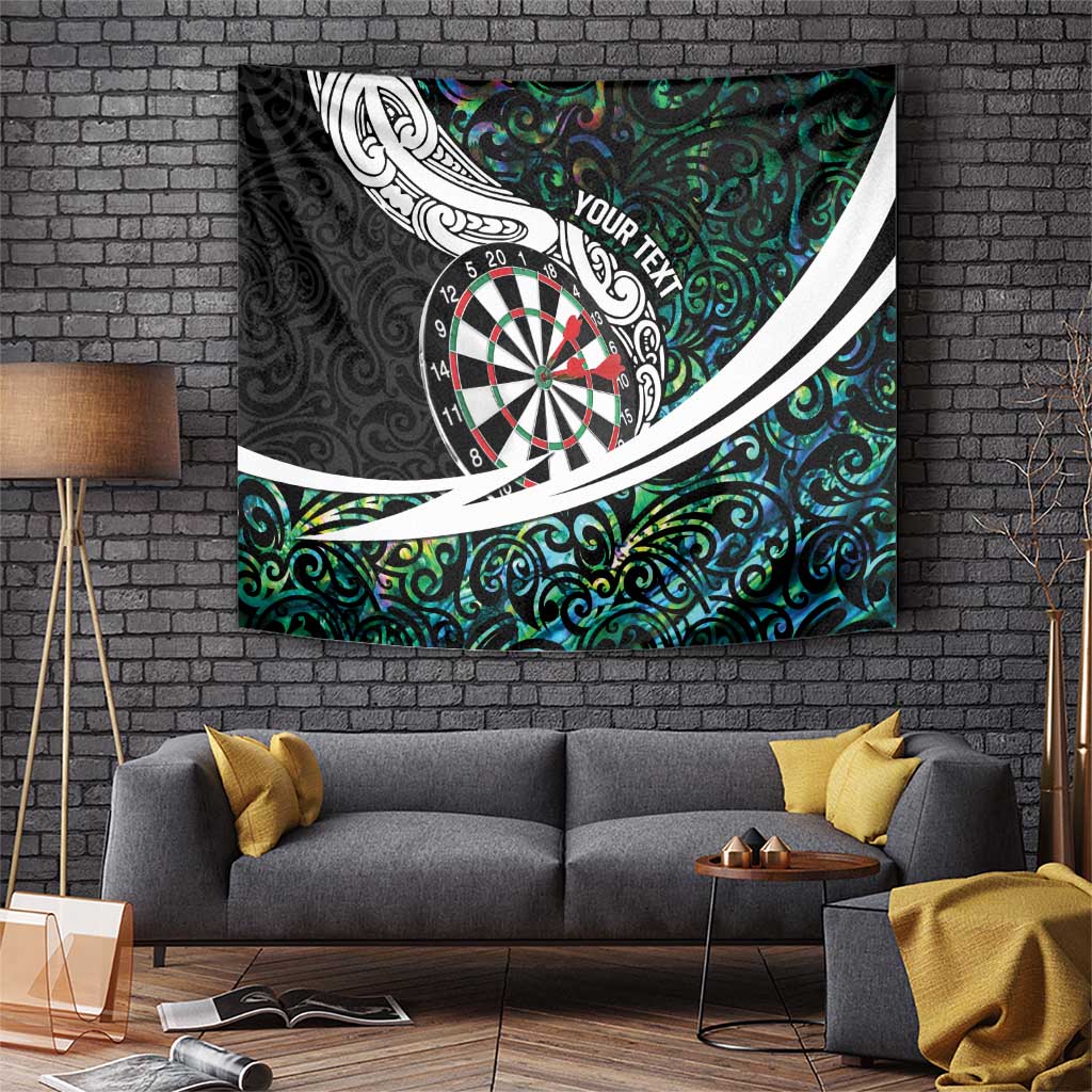 Personalized NZ Darts Tapestry Paua Shell Maori Koru Whakairo - Polynesian Pride