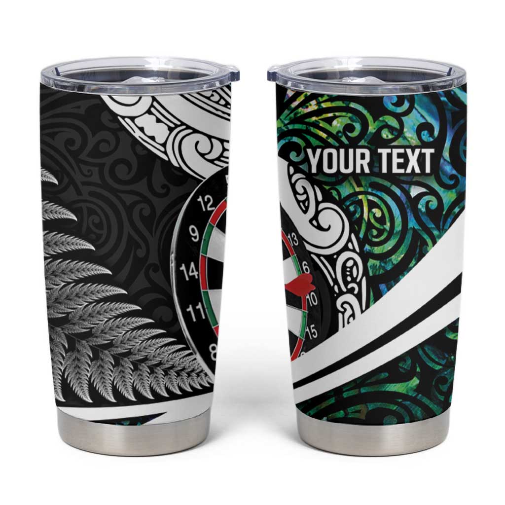 Personalized NZ Darts Tumbler Cup Paua Shell Maori Koru Whakairo - Polynesian Pride
