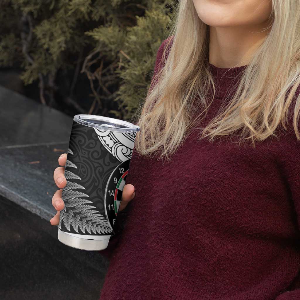 Personalized NZ Darts Tumbler Cup Paua Shell Maori Koru Whakairo - Polynesian Pride