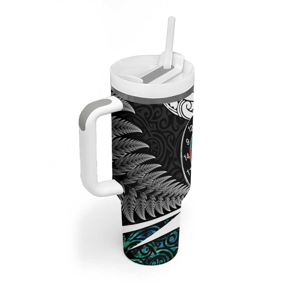 Personalized NZ Darts Tumbler With Handle Paua Shell Maori Koru Whakairo LT7 - Polynesian Pride