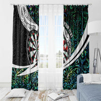 Personalized NZ Darts Window Curtain Paua Shell Maori Koru Whakairo LT7 - Polynesian Pride
