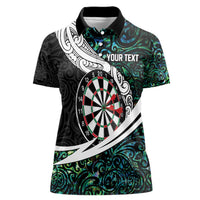 Personalized NZ Darts Women Polo Shirt Paua Shell Maori Koru Whakairo - Polynesian Pride
