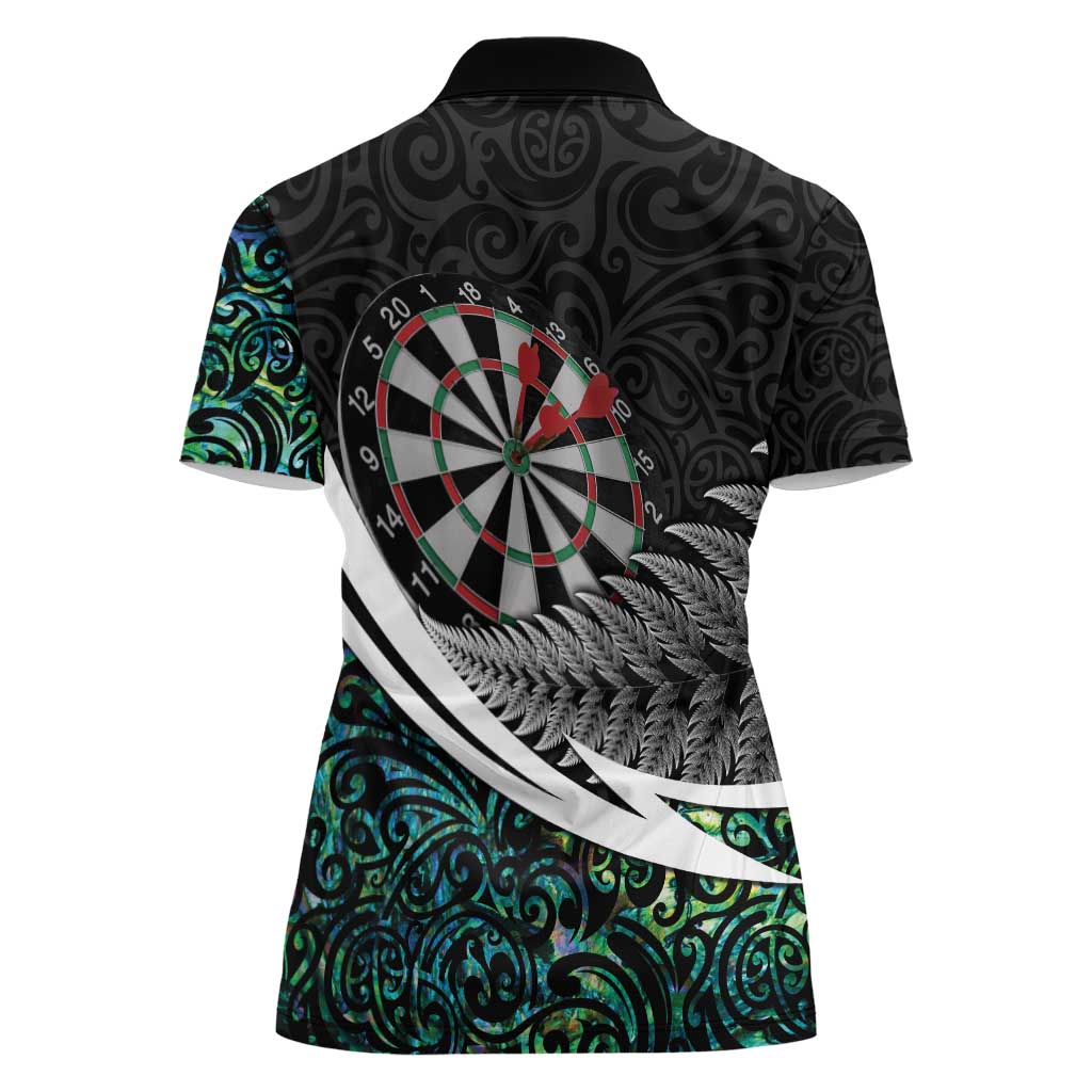 Personalized NZ Darts Women Polo Shirt Paua Shell Maori Koru Whakairo - Polynesian Pride
