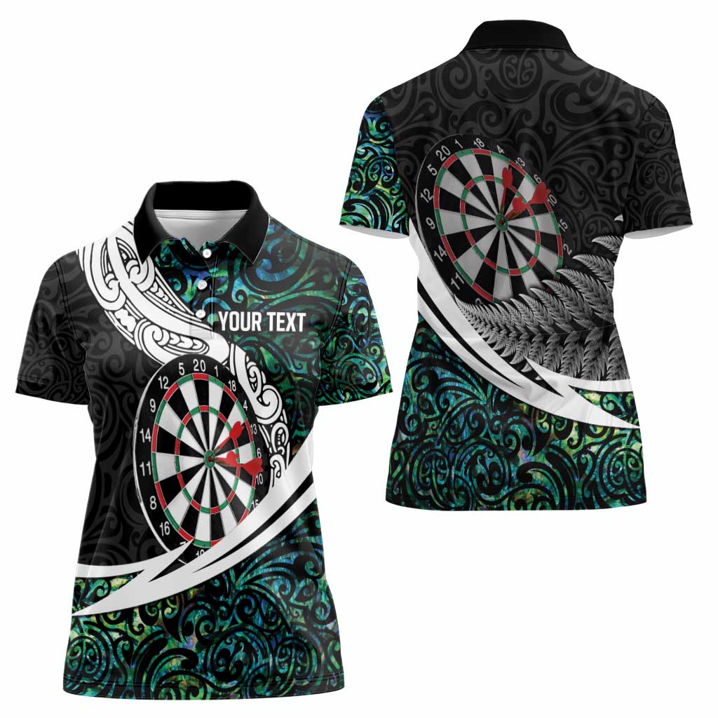 Personalized NZ Darts Women Polo Shirt Paua Shell Maori Koru Whakairo - Polynesian Pride