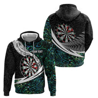 Personalized NZ Darts Zip Hoodie Paua Shell Maori Koru Whakairo - Polynesian Pride