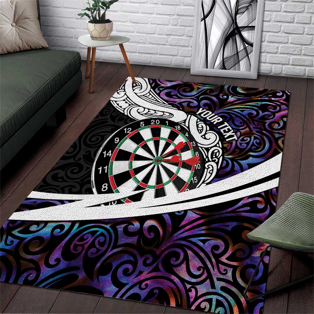 Personalized NZ Darts Area Rug Paua Shell Maori Koru Whakairo - Purple LT7 Purple - Polynesian Pride