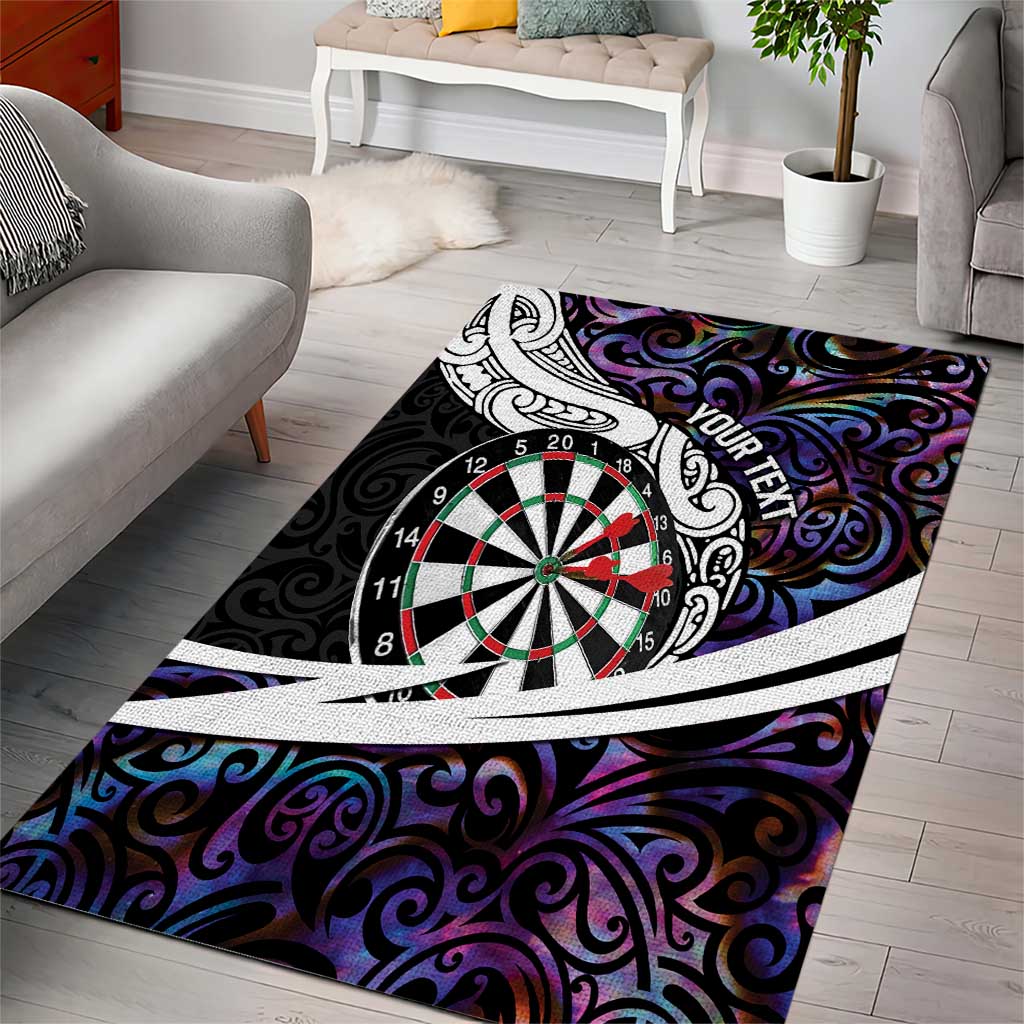 Personalized NZ Darts Area Rug Paua Shell Maori Koru Whakairo - Purple LT7 - Polynesian Pride